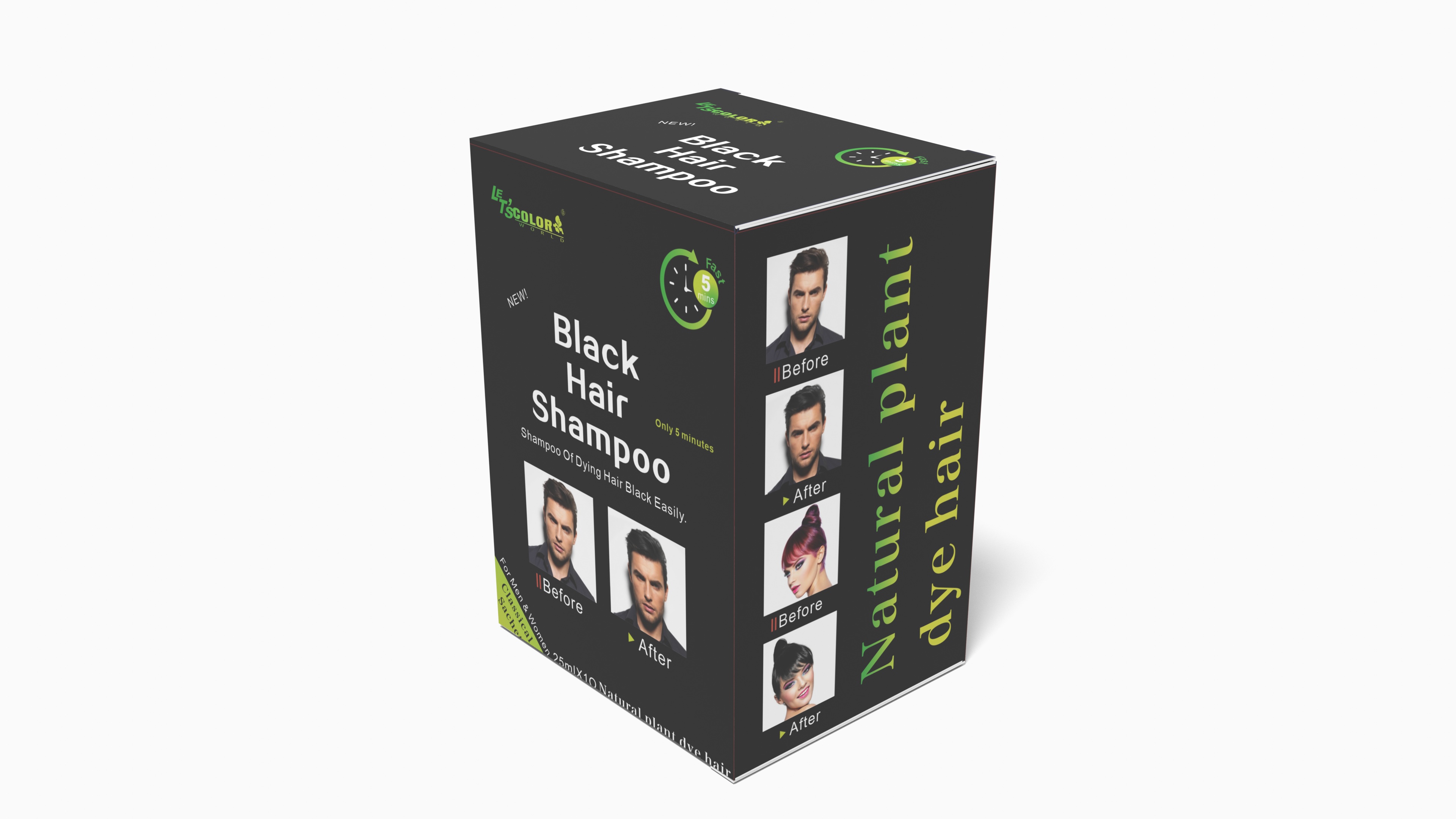 Shampoo intensificador de cor de cabelo preto para cobrir cabelos grisalhos