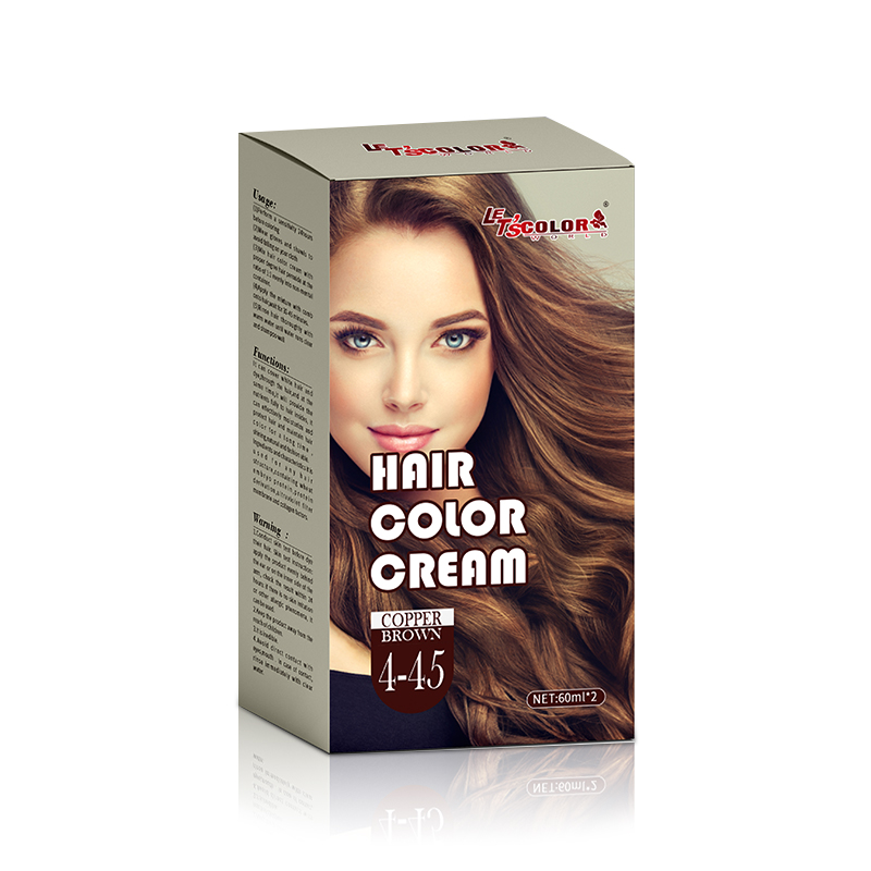 Creme de coloração de cabelo de fórmula suave marrom cobre para uso pessoal